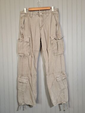 Aeropostale Pants Baggy Cargo Relaxed Fit Adjustable Ankles Green Women's Small
